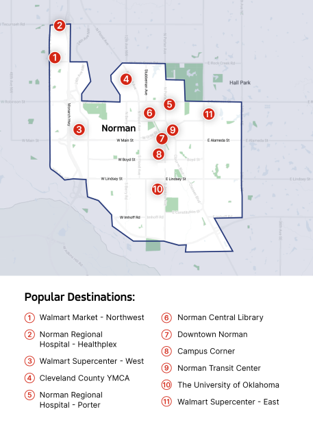 Norman On-Demand Service Map 5/1/24